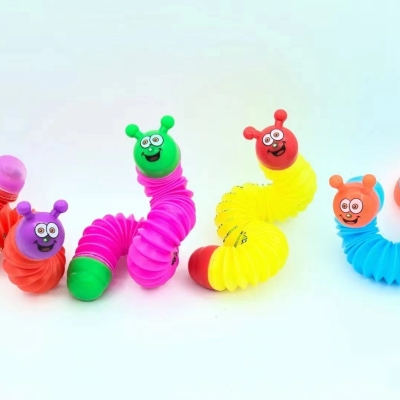 Cross-Border Pop Tube Color Stretch Bellows Telescopic Variety Caterpillar Children DIY Vent Pressure Reduction Toy