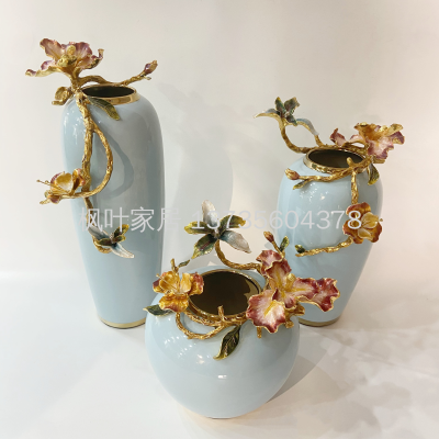 Enamel Flower Pot Living Room Decorations Hallway European TV Cabinet Antique Shelf Ornament Decoration Room Decoration Ornaments