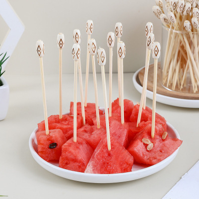 Factory Direct Supply 100 PCs Disposable Bamboo Stick Peanut String Shape Creative Fruit Toothpick Fruit Tea KTV Fruit Plate Stick