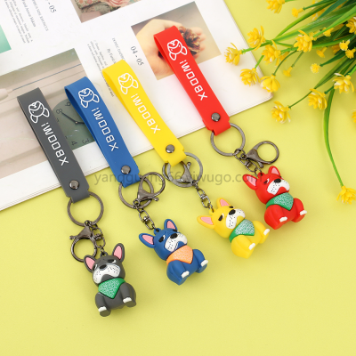 Cartoon Cute Puppy Key Chain Pendant Three-Dimensional Soft Rubber Puppy Toy Bag Package Pendant Internet Celebrity Key Chain Wholesale