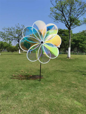 New Color Film Material Eight Windmill Catch the Bird Decorative Park Display Outdoor Decorating Windmill Factory Direct Sales