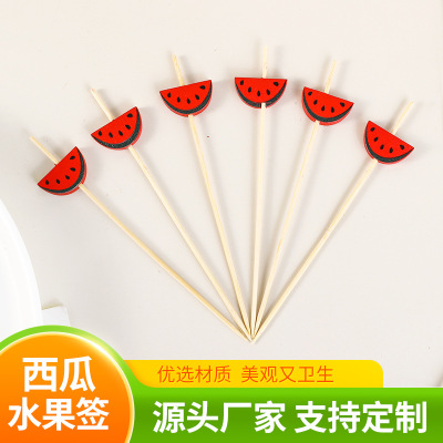 100 Pieces Wholesale Fashion Creative Disposable Fruit Toothpick Bamboo Sticks Cocktail Sushi Dishes Fruit Toothpick Snack Sticks