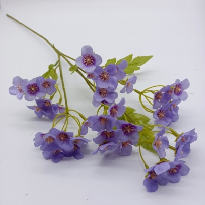 Single Artificial Flower Fake Flower Artificial Flowers Six Head Hydrangea Orchid Orychophragmus Violaceus Factory Direct Sales Factory Foreign Trade Floriculture