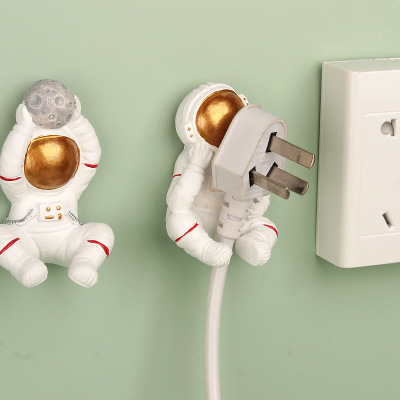 Cartoon Power Cord Storage Rack Astronaut Plug Hook Strong Sticky Hook Creative Plug Organize and Storage Shelf