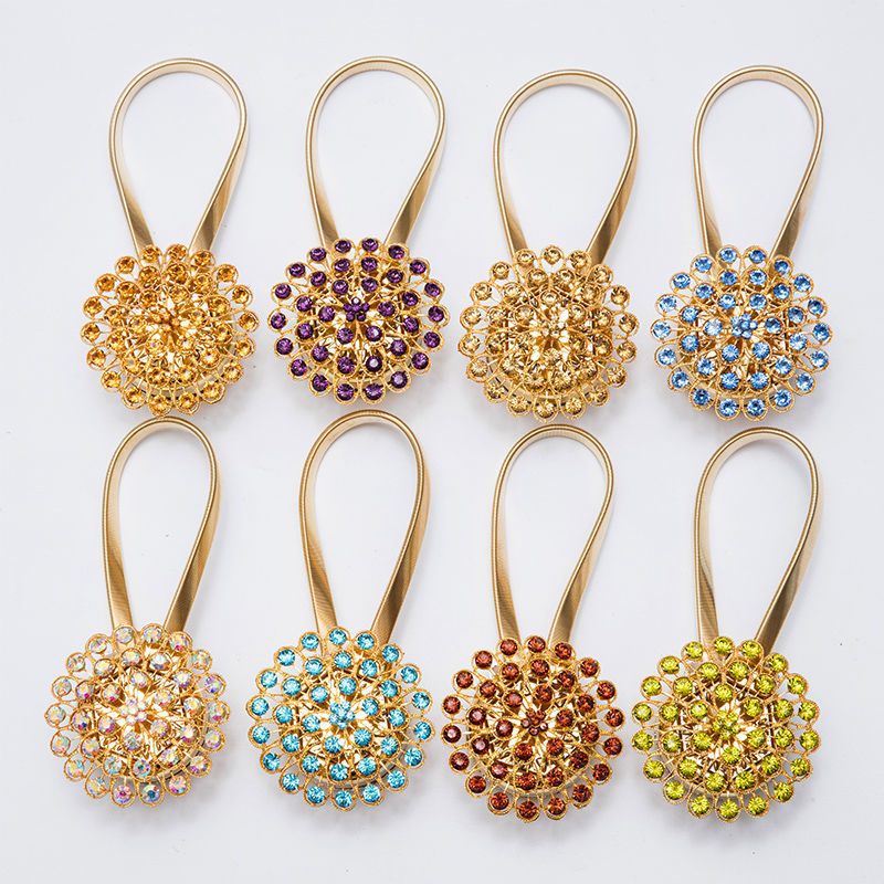 免打孔磁铁窗帘扣配件挂球金属弹簧设计欧式创意百搭对吸家用收纳