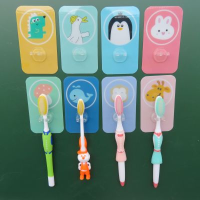 Seamless 6 * 10cm Nordic Pattern Toothbrush Hook Couple Children's Washstand Creative Nail-Free Cartoon Stickers Toothbrush Holder