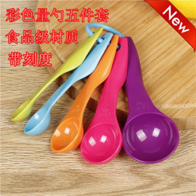 Family Baking Tool High Quality Food Grade 5Pc Color 5 Piece Set Measuring Spoon Suit Plastic Five-Piece Set Measuring Spoon