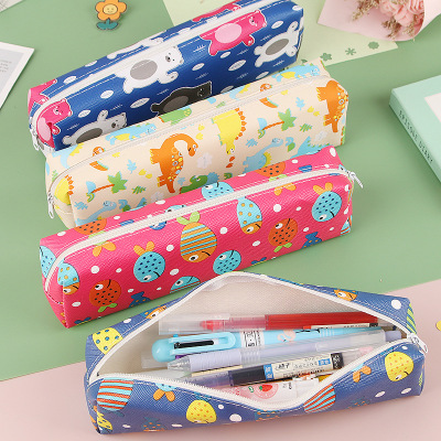 Korean Cartoon Cute Leather Pencil Case Small Gifts for Children Zipper Stationery Bag Student Creativity Stationery Pencil Bag Pencil Case