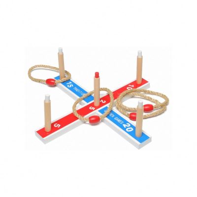 Hot Selling Wooden Ring Toss Game 5 Quoits Set