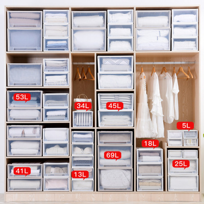 Clothes Storage Box Drawer Plastic Transparent Locker Sub Underwear Clothing Storage Box Wardrobe Storage Box