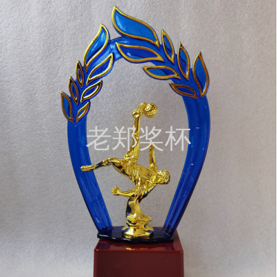 Trophy Flower Basket Football Trophy Blue Gold Spray Upside down Football Trophy YG-096-019