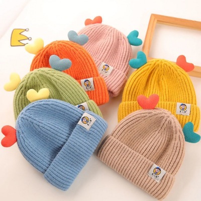 Baby Knitted Hats Autumn and Winter Cute Princess Warm Young Children Winter Winter Thickened Baby Girl Woolen Cap