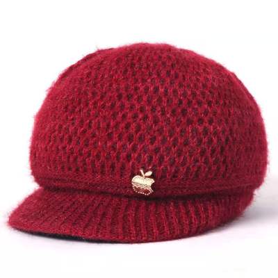Knitting Thread Plush Yarn Winter Solid Color Pumpkin Hat Fashion Trend Korean Warm Mom Style Hat Hat for the Elderly Knitted Hat