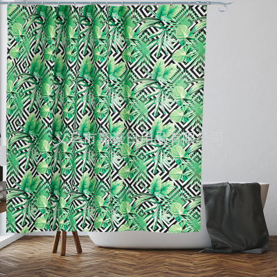 Bathroom Waterproof Door Curtain Shower Curtain Mildew-Proof Polyester Printing 180*180 Customizable Size