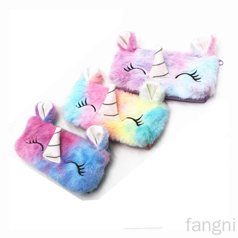 Factory Direct Sales Foreign Trade New Plush Student Pencil Case Unicorn Cartoon Pencil Bag Mobile Phone Stationery Storage Bag