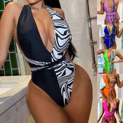 Rishang Swimsuit Foreign Trade European and American Bikini One-Piece Swimsuit Women's Conservative New Swimsuit Wholesale