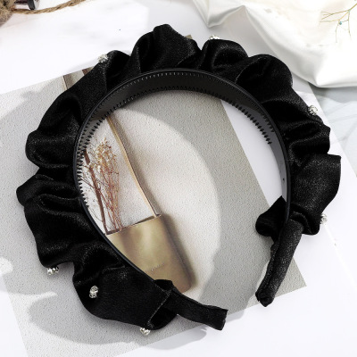 Simple Pleated Headband Female Korean Temperament Hairpin with Broad Edge All-Match Outdoor Non-Slip Hair Accessories Headband