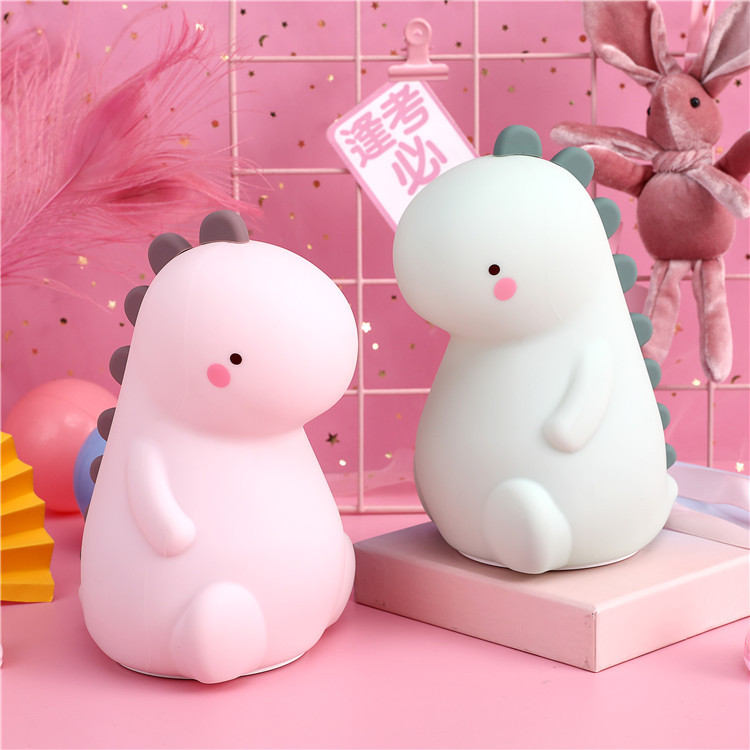 小恐龙LED硅胶拍拍灯环保硅胶充电护眼七彩小夜小怪兽恐龙拍拍灯