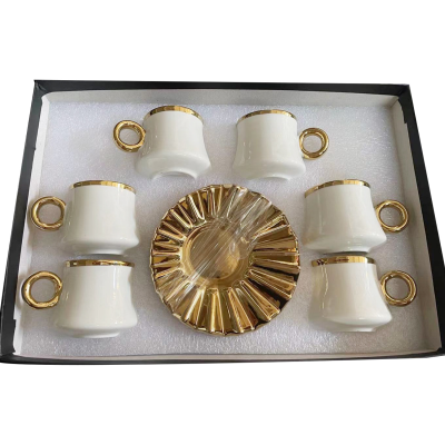 Cross-Border New Arrival European-Style Ceramic Coffee Set High-End Six-Cup Six-Dish Gift Set Gift Gift