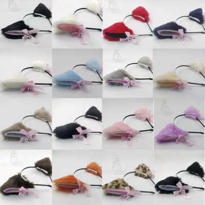 Anime Cute Cat Ears Headband Fox Headband Plush Barrettes Bell Bow Cat Headdress