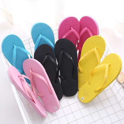 Summer Korean Campus Couple Solid Color Beach Slippers Comfortable Flat Bottom Angle Flip-Flops Men's and Women's Trendy Shoes