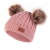 Autumn and Winter Children's Thickened Woolen Cap Ears Double Fur Ball Warm Ear Protection Knitted Hat with Label Solid Color Hat