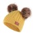 Autumn and Winter Children's Thickened Woolen Cap Ears Double Fur Ball Warm Ear Protection Knitted Hat with Label Solid Color Hat