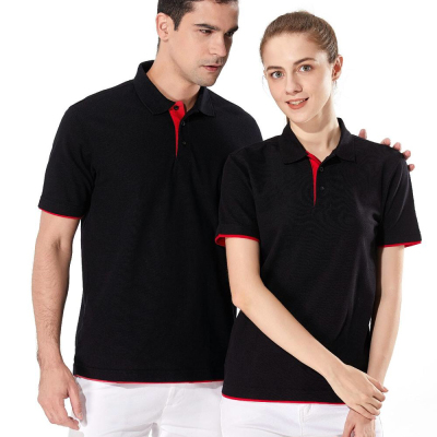 New Dual-Color Patchwork Collar Men's Polo Shirt Cotton Short-Sleeved Lapel T-shirt Corporate Work Clothes Cultural Shirt Custom Logo