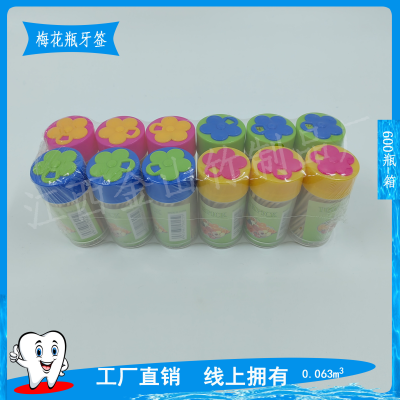 Toothpick High Quality Plum Blossom Bottled Bamboo Toothpick Double Pointed Bamboo Toothpick Export Disposable Supplies