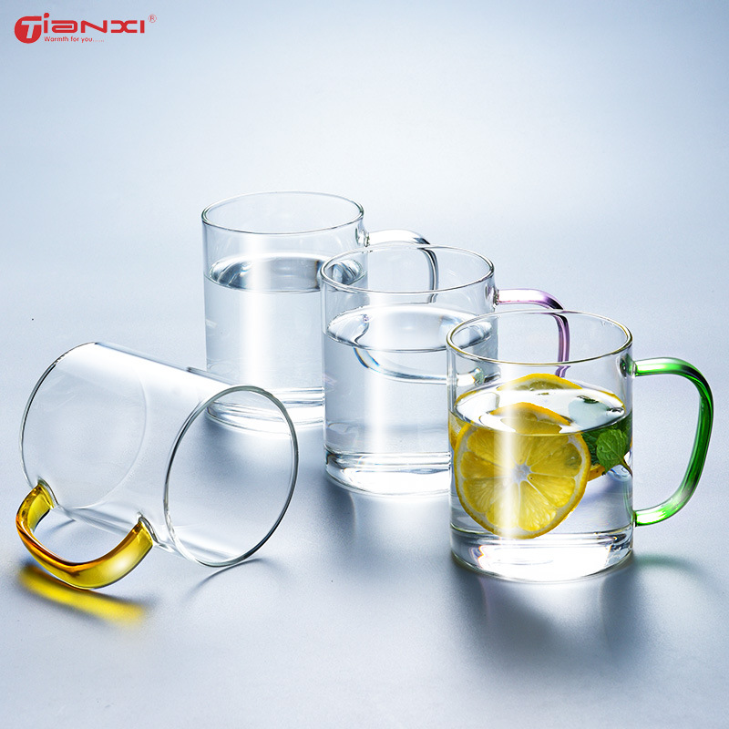家用带把手透明玻璃茶杯 餐厅客厅泡茶礼品批发大容量ins水杯