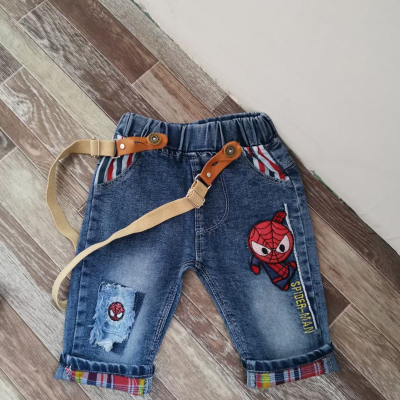 Children's clothing crawler children's denim pants strap fashion all-match Western style trendy child customizable