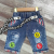 Children's clothing crawler children's denim pants strap fashion all-match Western style trendy child customizable