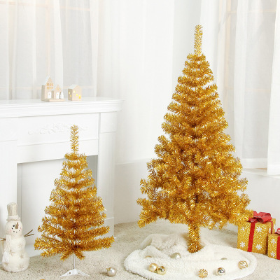Cross-Border New Christmas Decorations Golden Pet Light Leather Christmas Tree Hotel Shopping Mall Christmas Decoration Ornaments