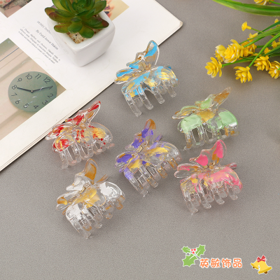 Yingmin Accessory New Women's Simple Colorized Butterfly Grip Super Fairy Three-Dimensional Bangs Back Head Ponytail Hairpin Shark Clip  Hair Accessories