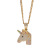 European and American New Fantasy Unicorn Pendant Full Zircon My Little Pony: Friendship Is Magic Personality Hipster Necklace Cross-Border Hip Hop Ear Accessories