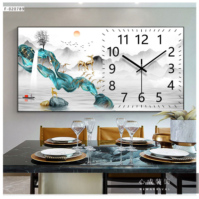 New Arrival Dining Room and Study Room Horizontal Version Clock Mural Combination Wall Clock Aluminum Alloy Baked Porcelain Modern Creative Decorative Clock