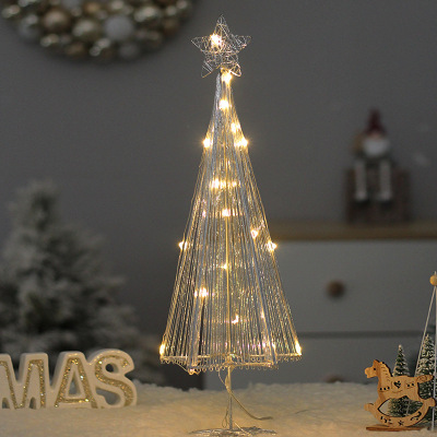 Cross-Border New Christmas Decorations Led Luminous Iron Christmas Tree Crafts Decoration Hotel Mall