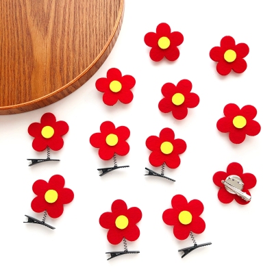 Princess on the Run ~ Little Red Flower Hairpin Headdress Funny Hairpin Selling Cute Travel Western Style Cute Small Flower Clip Side Clip
