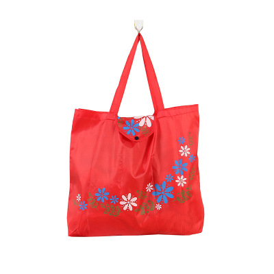 Spot Buckle Handbag 210D Oxford Cloth Wallet Hidden Hook Folding Shopping Bag Small Flower Snap Button Eco-friendly Bag Wholesale
