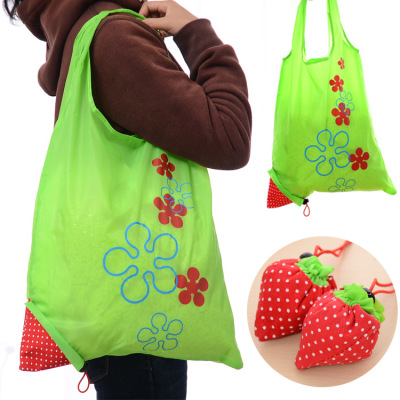 Folding Shopping Bag Strawberry Bag Custom Logo Eco-friendly Bag Creative Portable Storage Polyester Bag Shoppingbag