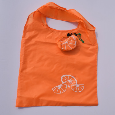 Fruit Folding Shopping Bag Printable Logo Portable Storage Polyester Pouch Orange Lemon Eco-friendly Bag Factory Wholesale