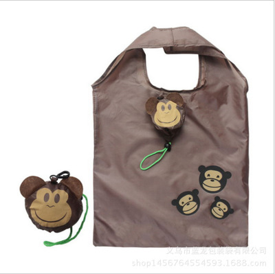 Creative Cartoon Big Mouth Monkey Folding Shopping Bags 190T Environmental Protection Gift Polyester Handbag Custom Pattern