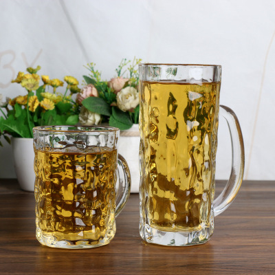 Transparent Beer Glass Bark with Handle Beer Mug Tea Cup Beverage Glass Thick Heat-Resistant Beer Cup