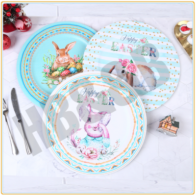 Easter Rabbit Patterned Charger Plate Dinner Chargers Decorative Plates for Home Kitchen Easter Party Wedding