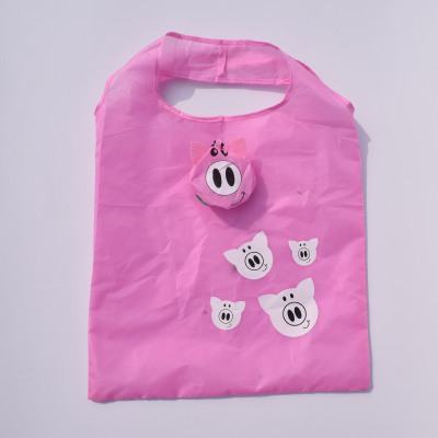 Spot Pig Year Gift Folding Shopping Bag Logo Environmental Protection Storage Polyester Fabrics Advertising Handbag Factory Wholesale