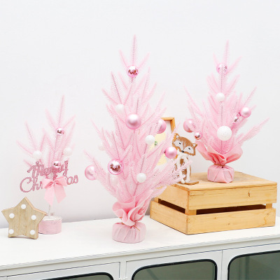 Cross-Border Christmas Decorations Ins Style Pink Mini Christmas Tree Hotel Mall Christmas Ornament