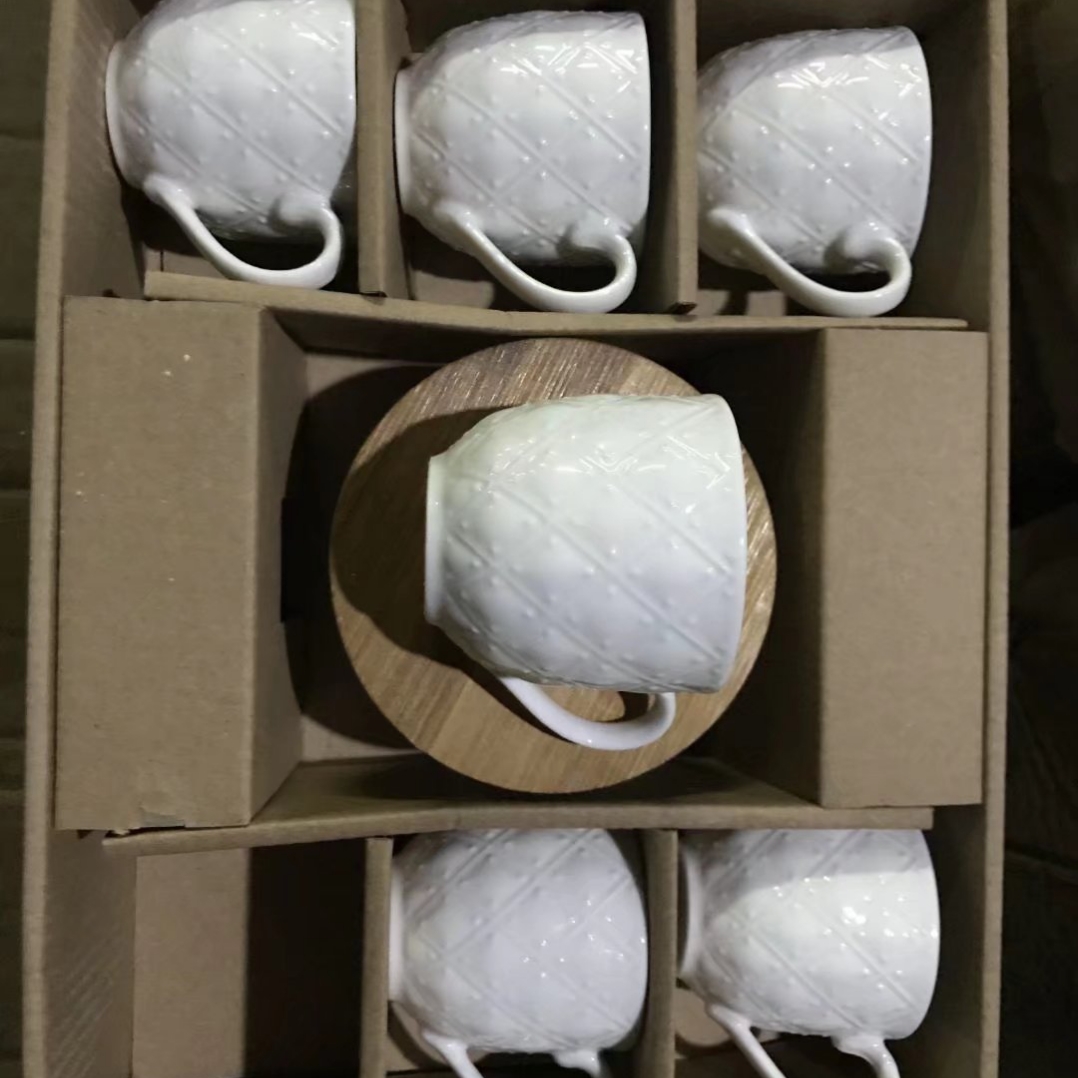 咖啡杯陶瓷碟礼品咖啡具欧式咖啡杯伊朗红茶杯浮雕咖啡杯碟6杯碟