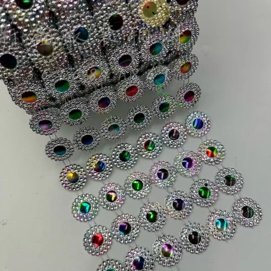 多排花型银色金色烫七彩民族花边围裙舞台装帽子围巾钻饰辅料排钻