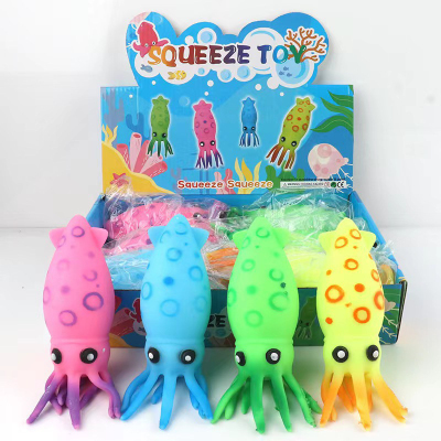 New Creative Squid Flour Squeezing Toy Color Squid TPR Soft Glue Vent Octopus Squeeze Vent Ball
