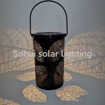 European-Style Solar Iron Lamp Solar LED Iron Lamp Cage Hollow Outdoor Garden Lamp Portable Hanging Lamp